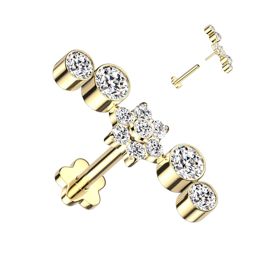 Titan Labret Blume Zirkonia Blumen Base Push-In - Image 3