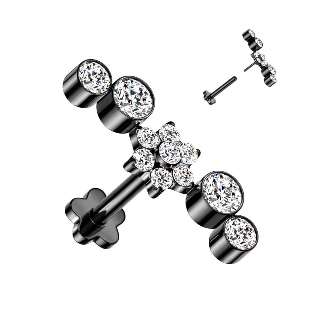 Titan Labret Blume Zirkonia Blumen Base Push-In - Image 4