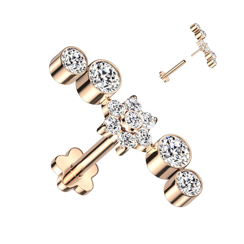 Titan Labret Blume Zirkonia Blumen Base Push-In - Image 5