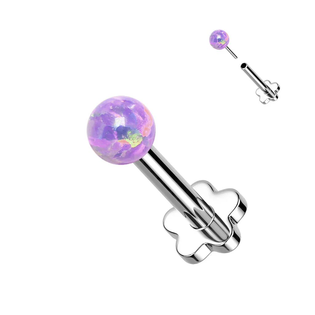 Titan Labret Kugel Opal Blumen Base Silber Push-In - Image 5