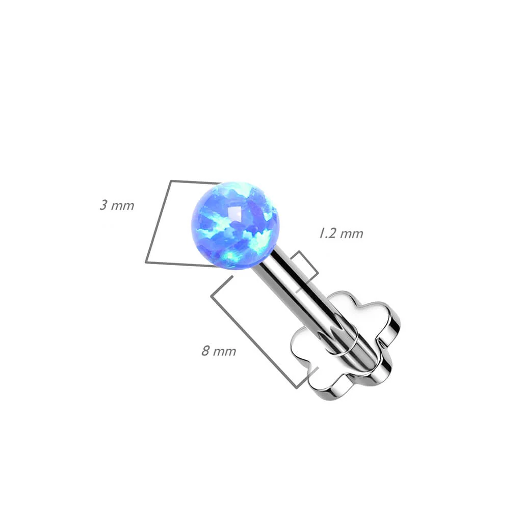 Titan Labret Kugel Opal Blumen Base Silber Push-In - Image 6