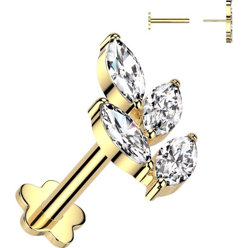 Titan Labret Blatt Zirkonia Blume Base Blume Push-In - Image 3