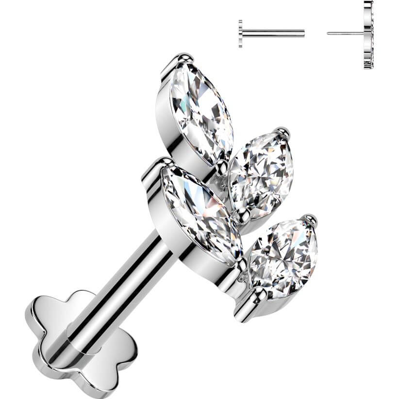 Titan Labret Blatt Zirkonia Blume Base Blume Push-In - Image 4