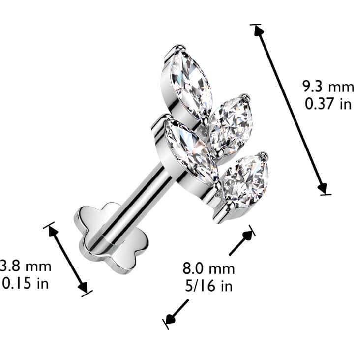 Titan Labret Blatt Zirkonia Blume Base Blume Push-In - Image 5