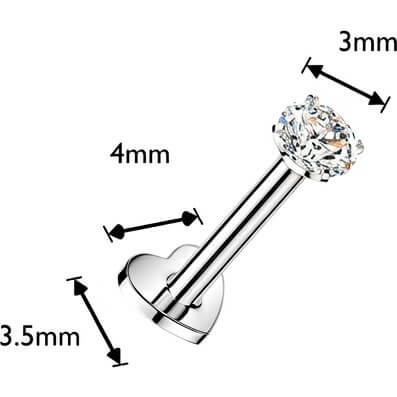 Titan Labret Krappenfassung Zirkonia Push-In - Image 2