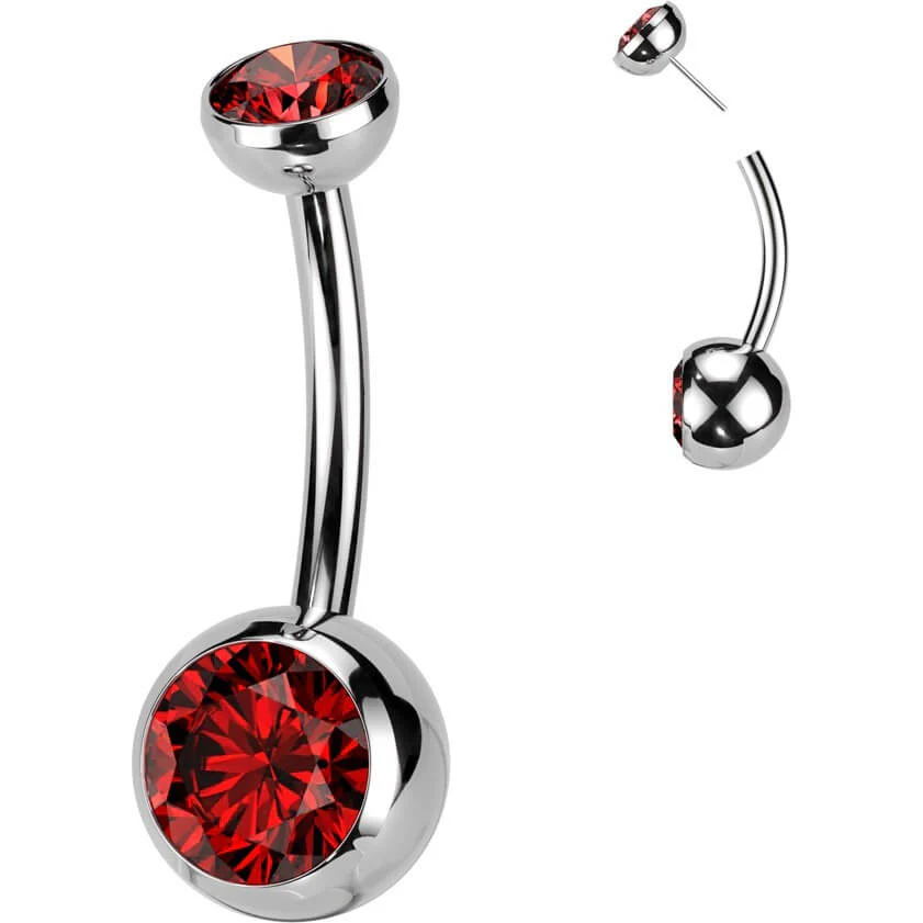 Titan Bauchnabelpiercing Zargenfassung Zirkonia Push-In - Image 10