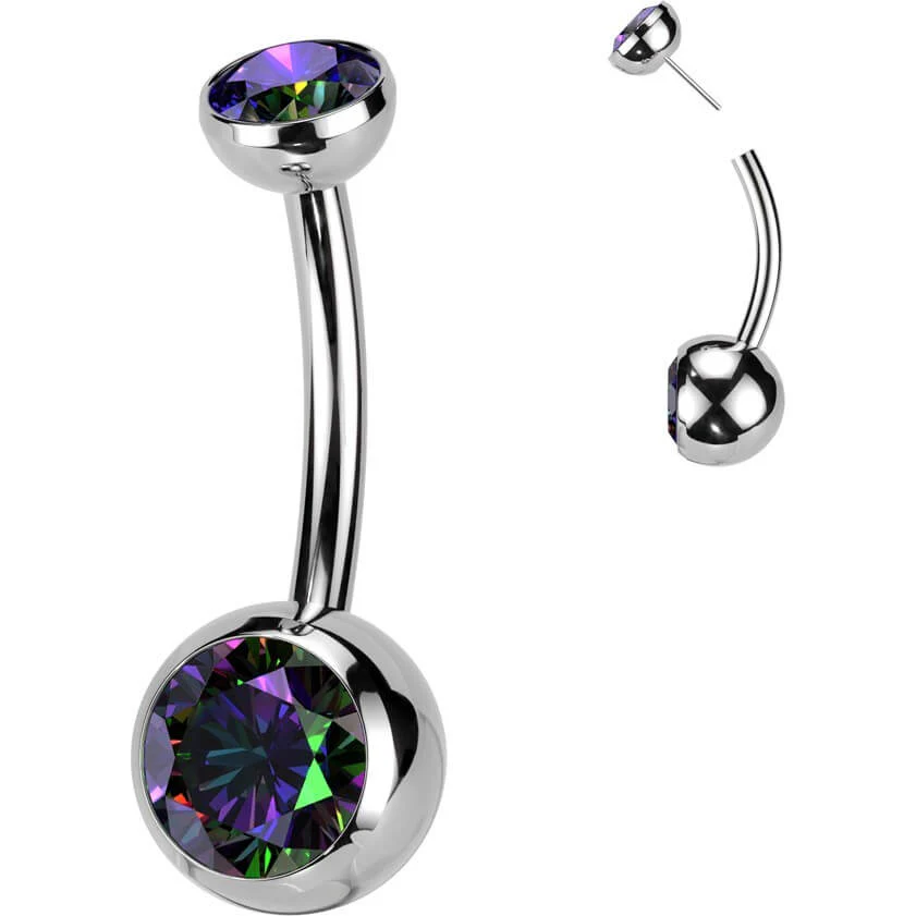 Titan Bauchnabelpiercing Zargenfassung Zirkonia Push-In - Image 11