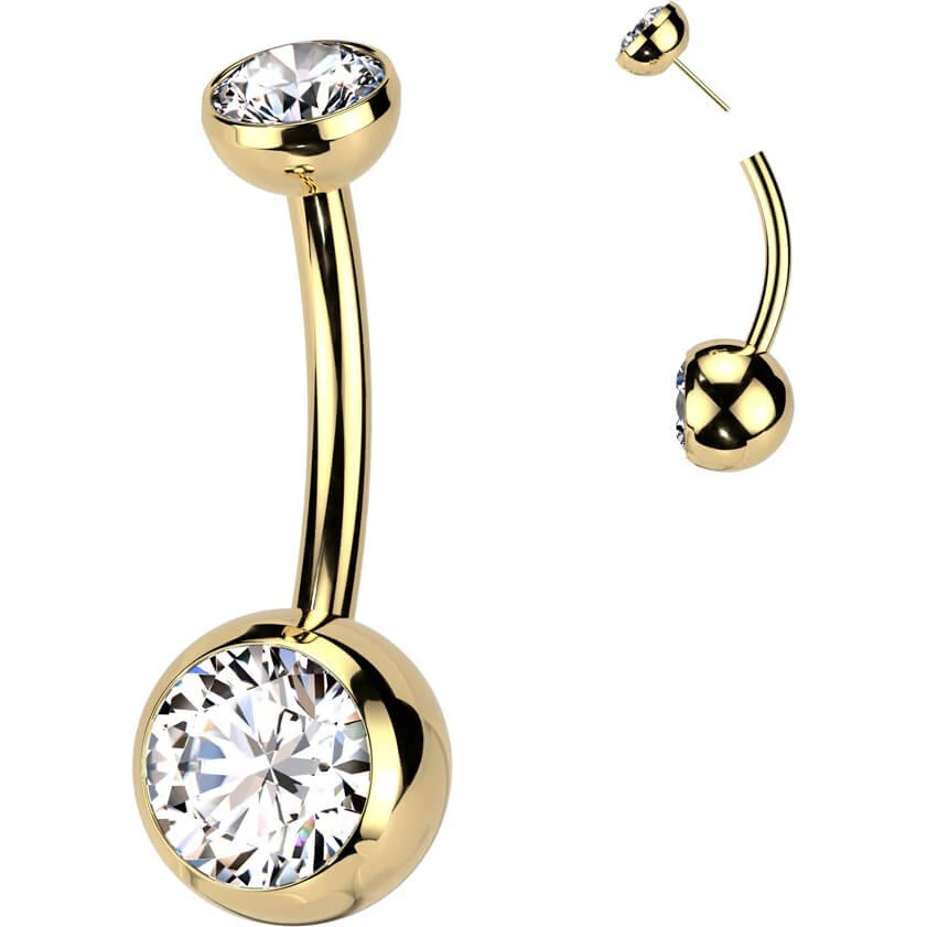 Titan Bauchnabelpiercing Zargenfassung Zirkonia Push-In - Image 5