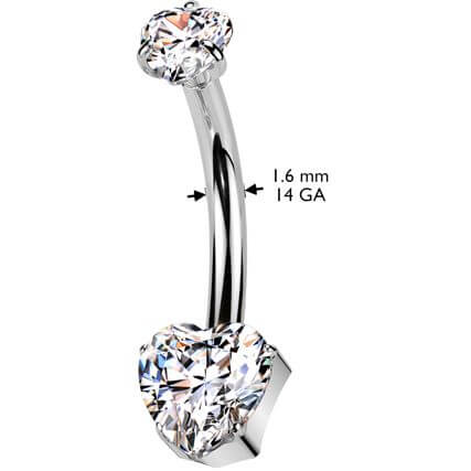Titan Bauchnabelpiercing Herz Zirkonia Push-In - Image 2