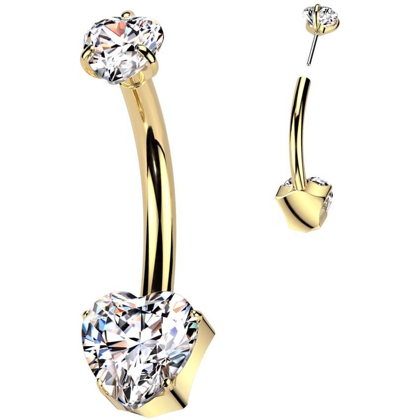 Titan Bauchnabelpiercing Herz Zirkonia Push-In - Image 3