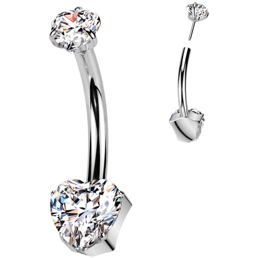 Titan Bauchnabelpiercing Herz Zirkonia Push-In - Image 4
