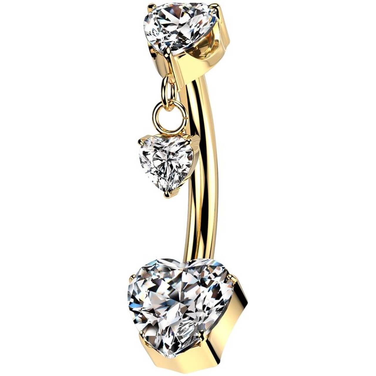 Titan Bauchnabelpiercing Herz Zirkonia Anhänger Push-In