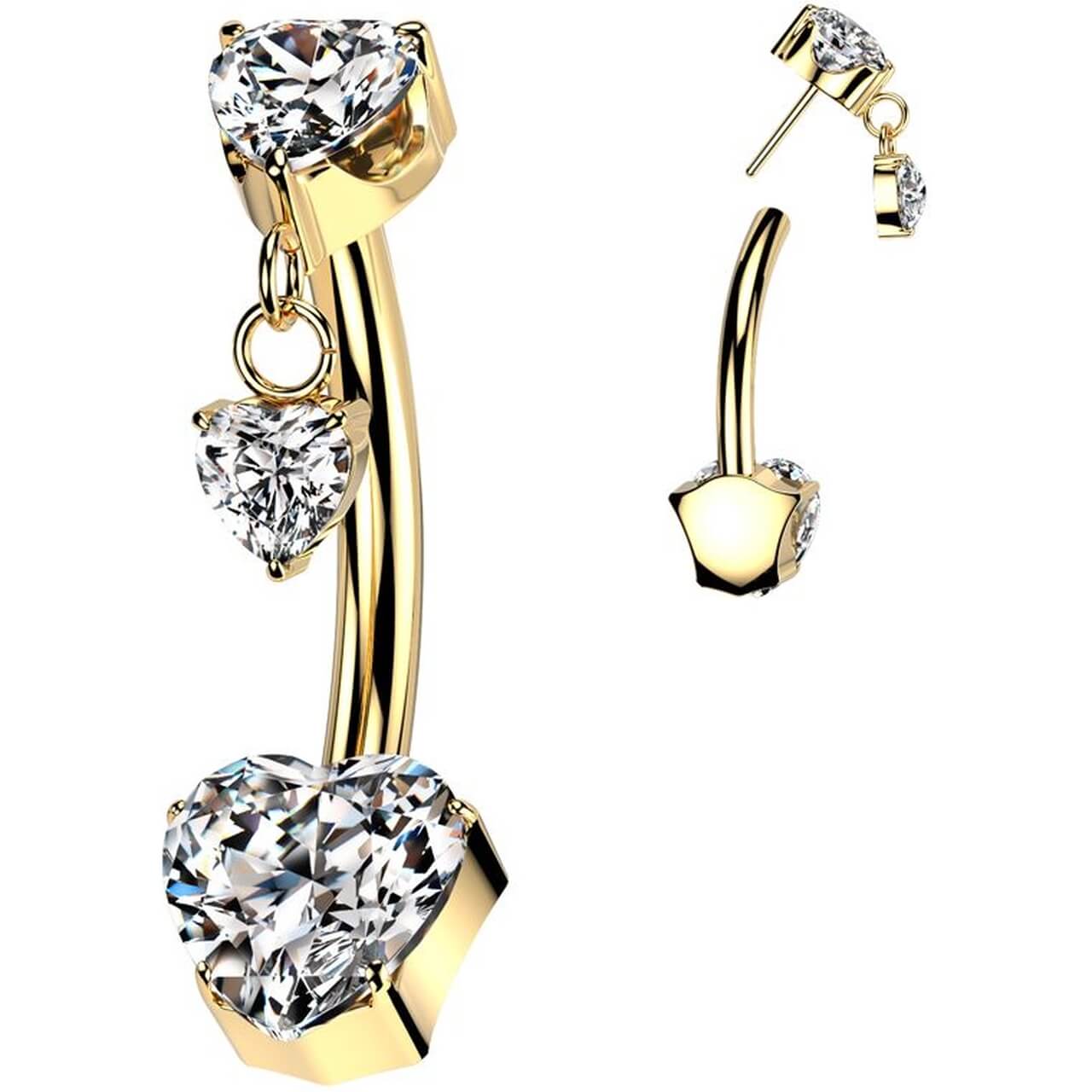 Titan Bauchnabelpiercing Herz Zirkonia Anhänger Push-In - Image 2