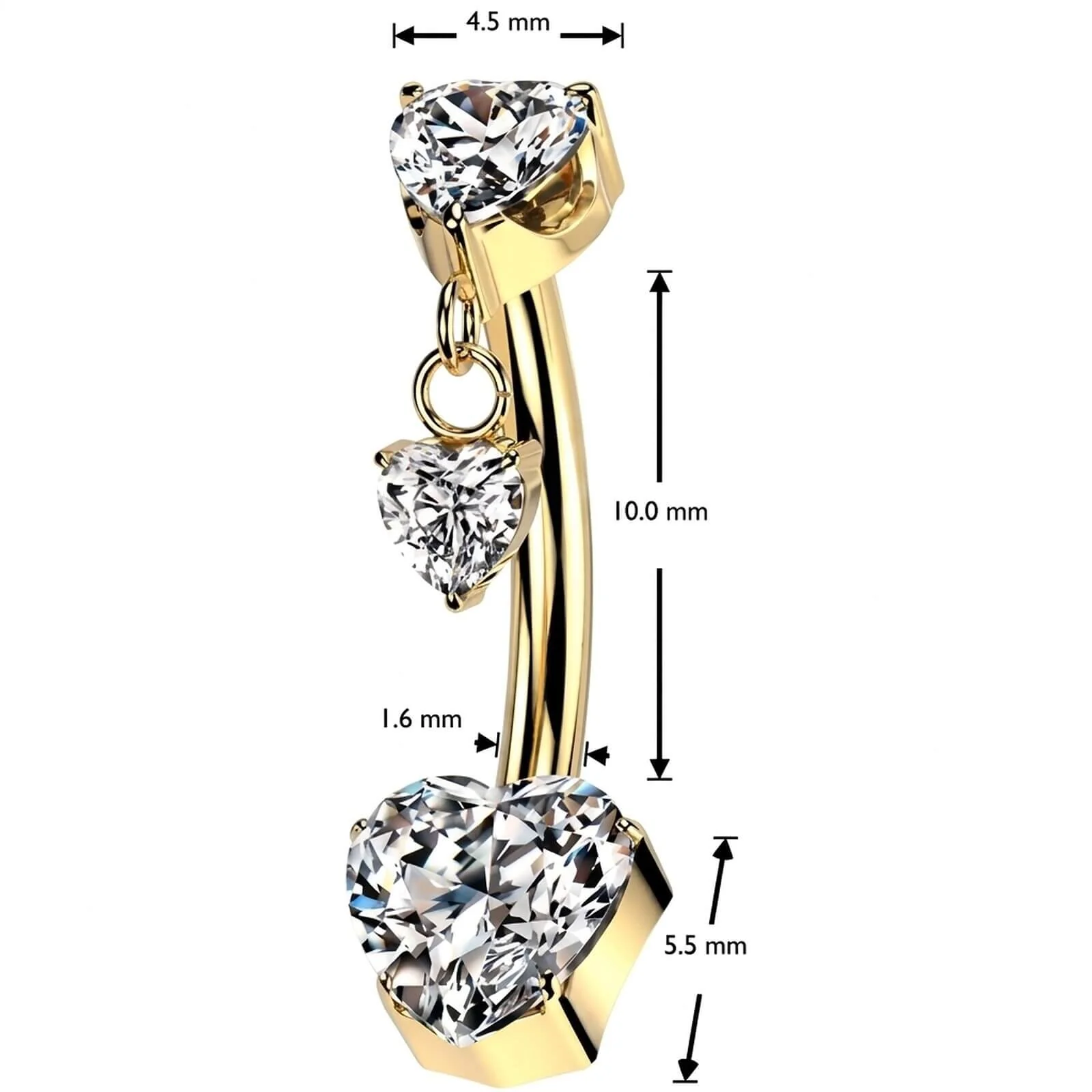 Titan Bauchnabelpiercing Herz Zirkonia Anhänger Push-In - Image 4