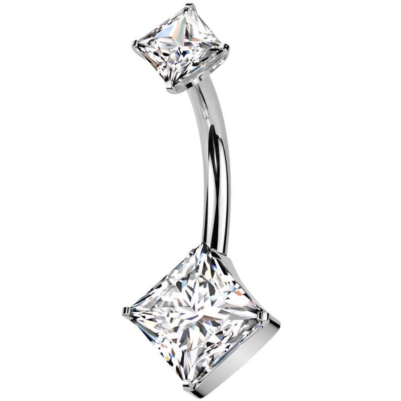 Titan Bauchnabelpiercing Doppelt quadratischer Zirkonia Push-In