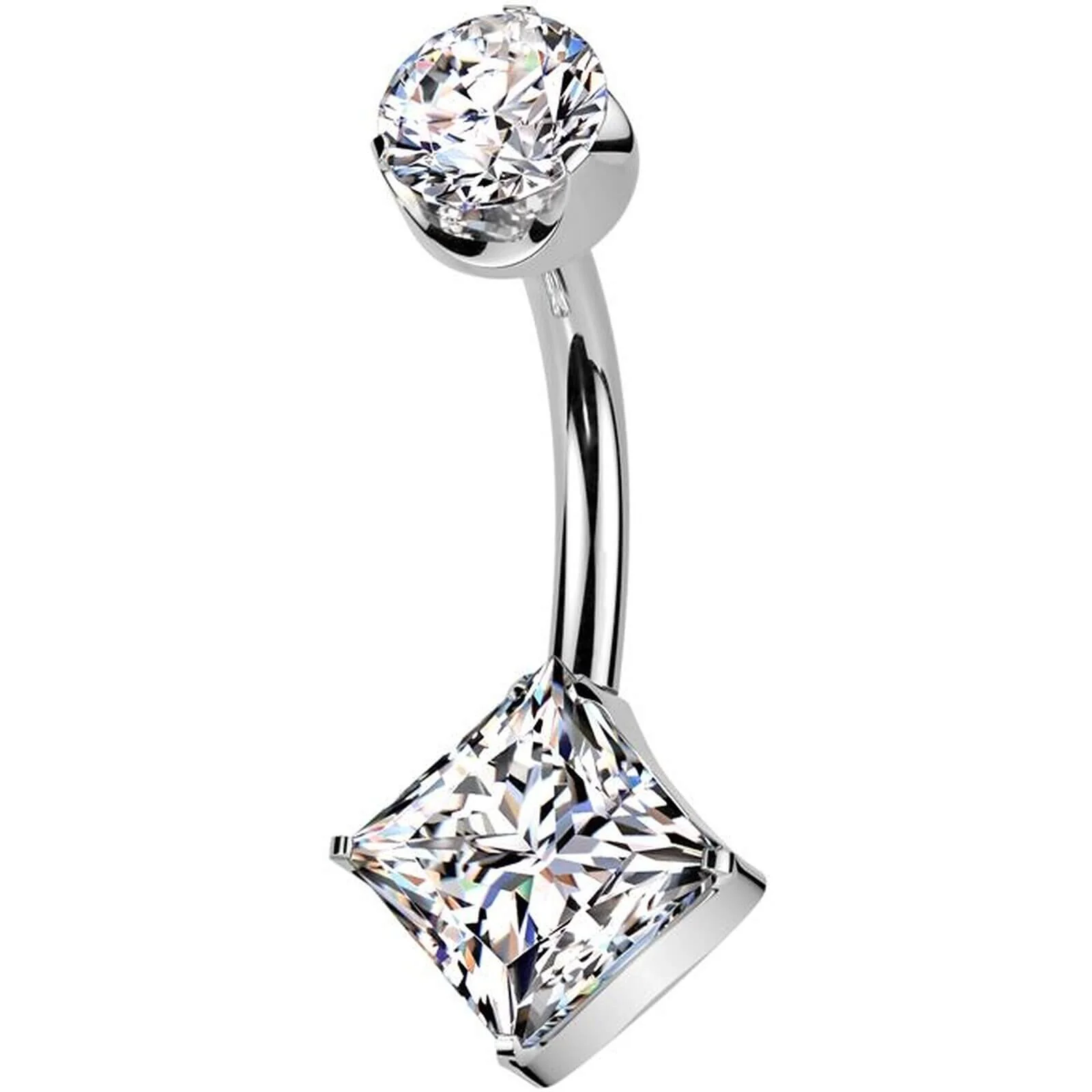 Titan Bauchnabelpiercing rund Zirkonia Viereck Zirkonia Push-In