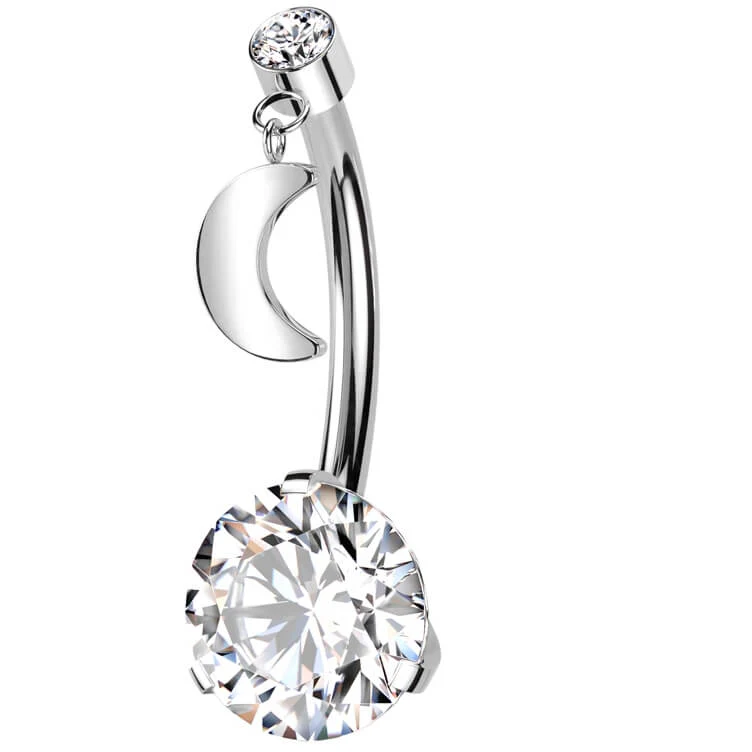 Titan Bauchnabelpiercing Mond Zirkonia Push-In - Image 2