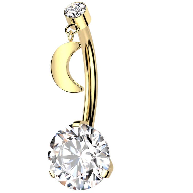 Titan Bauchnabelpiercing Mond Zirkonia Push-In - Image 3