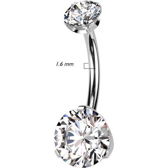 Titan Bauchnabelpiercing 2 Zirkonia Push-In - Image 2