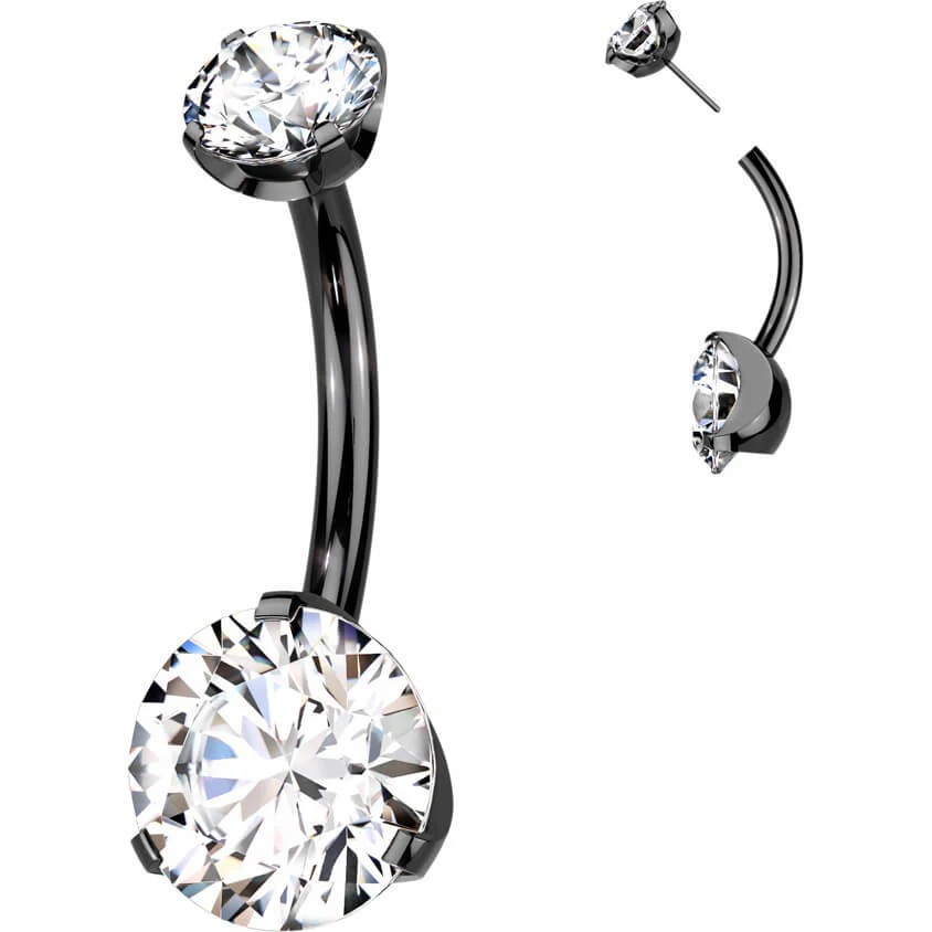 Titan Bauchnabelpiercing 2 Zirkonia Push-In - Image 4
