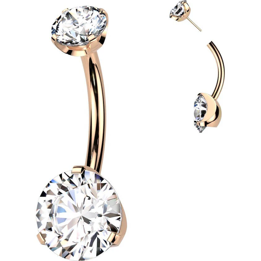 Titan Bauchnabelpiercing 2 Zirkonia Push-In - Image 6