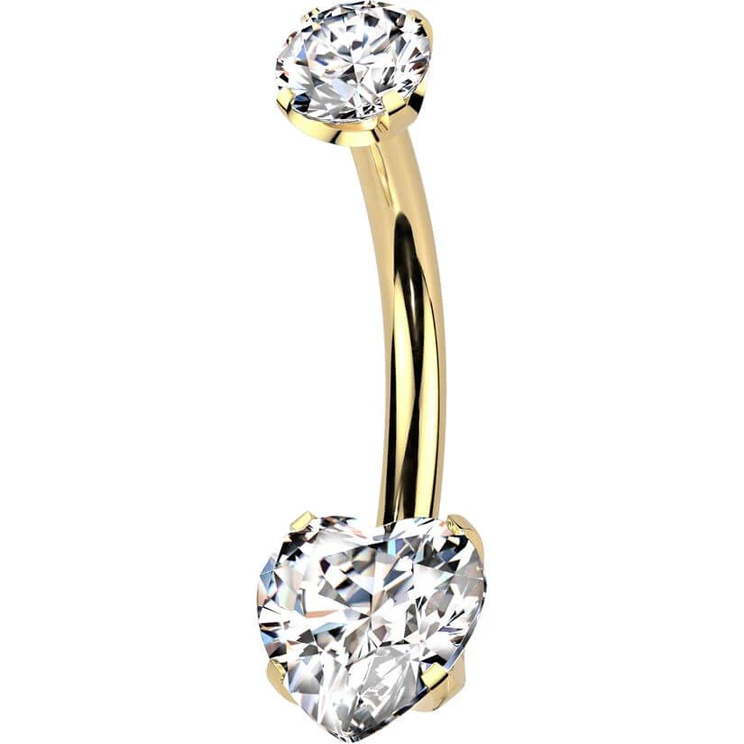 Titan Bauchnabelpiercing Herz Zirkonia Krappenfassung Push-In - Image 4