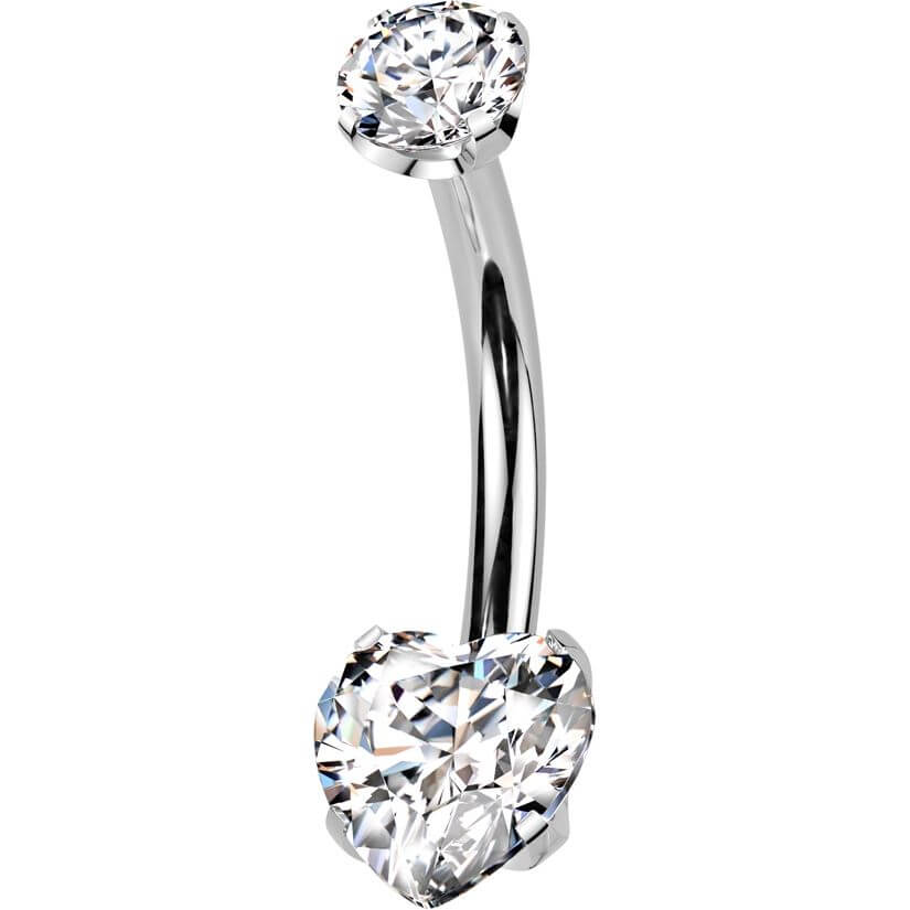 Titan Bauchnabelpiercing Herz Zirkonia Krappenfassung Push-In - Image 5