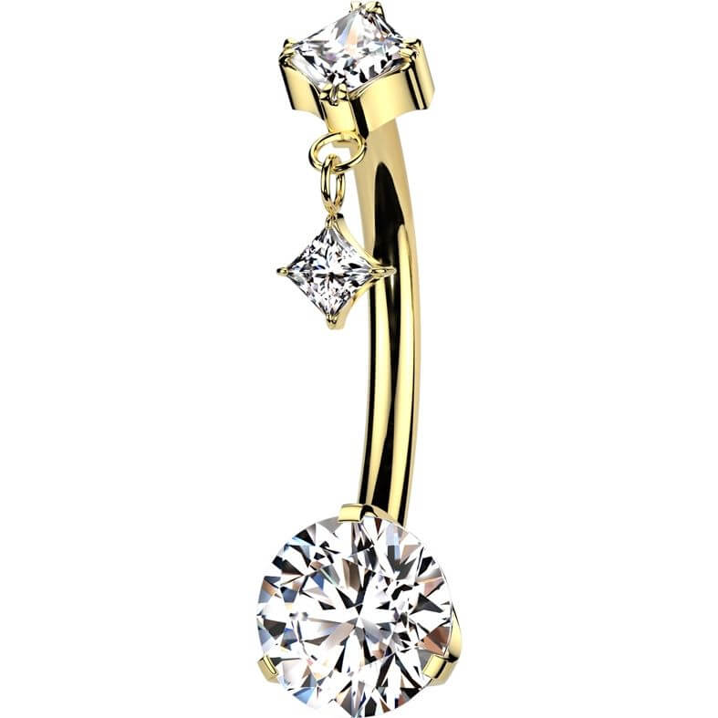 Titan Bauchnabelpiercing Zirkonia Zargenfassung Diamant Form Anhänger Push-In - Image 4