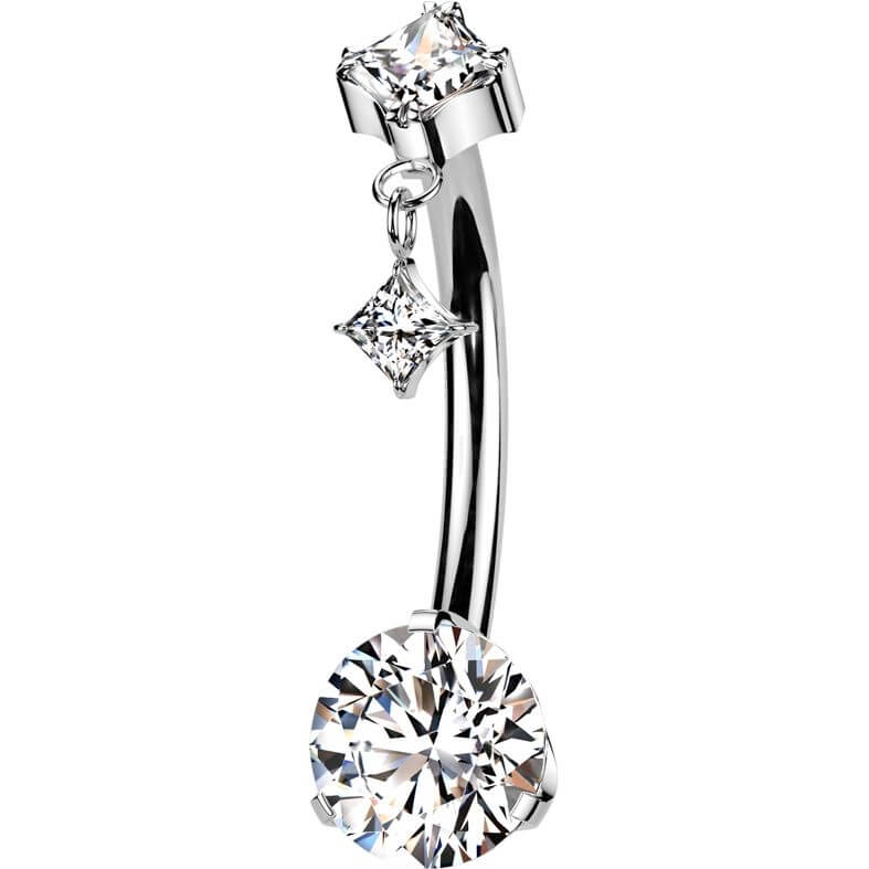 Titan Bauchnabelpiercing Zirkonia Zargenfassung Diamant Form Anhänger Push-In - Image 5
