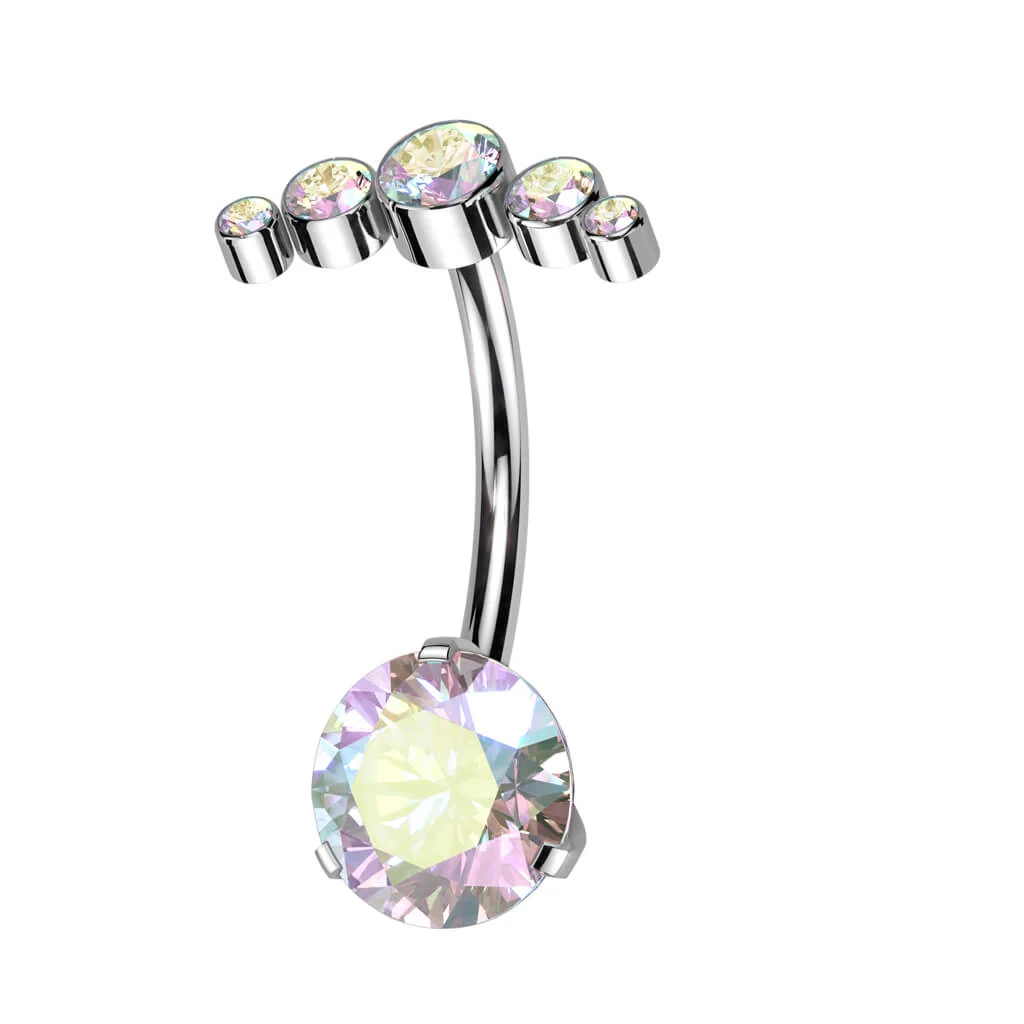 Titan Bauchnabelpiercing Fächer Zirkonia Push-In - Image 2