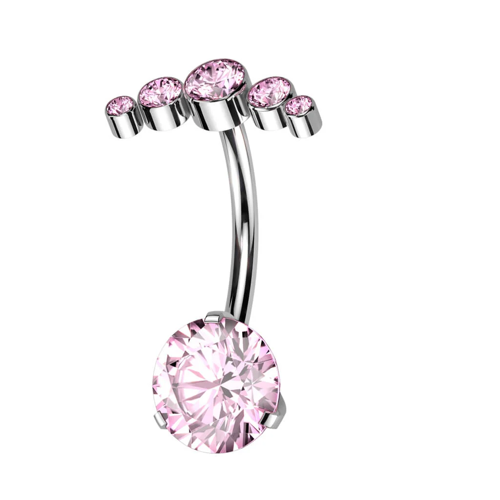 Titan Bauchnabelpiercing Fächer Zirkonia Push-In - Image 4