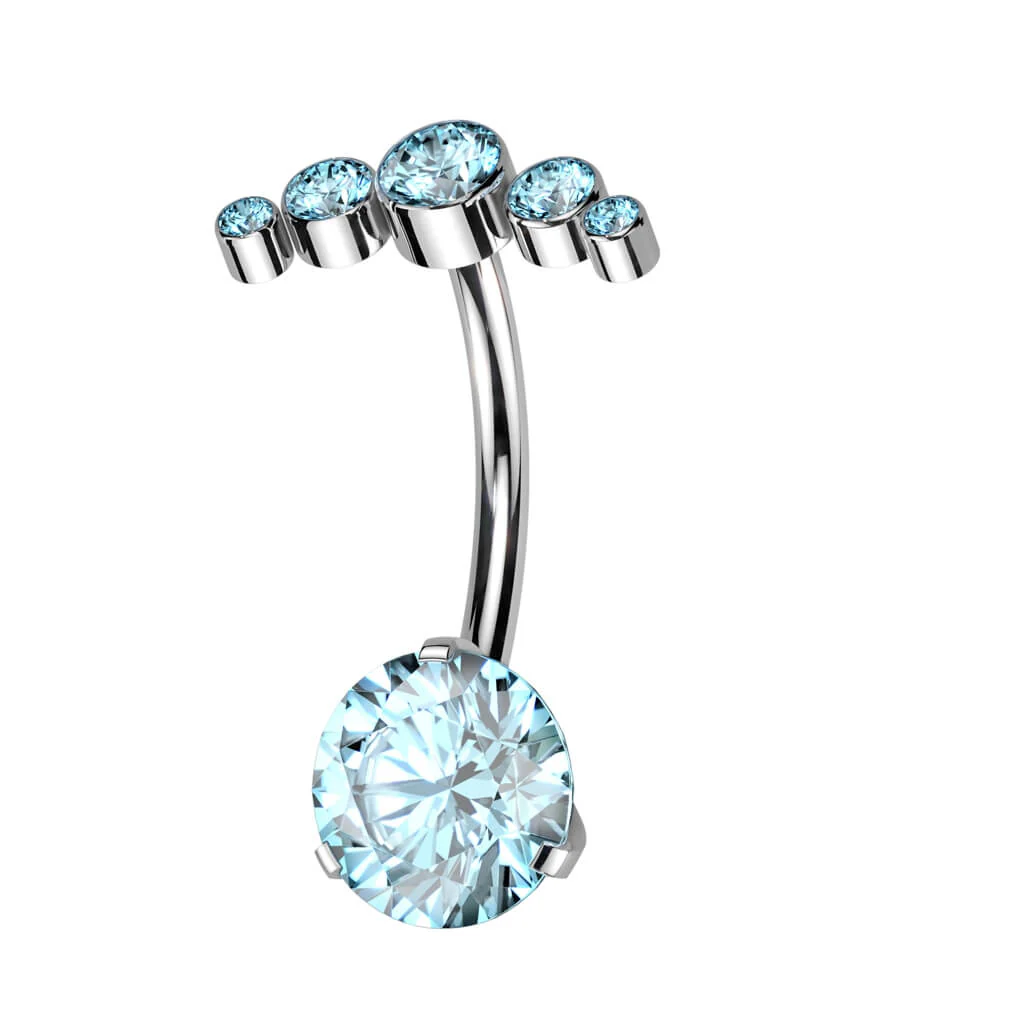 Titan Bauchnabelpiercing Fächer Zirkonia Push-In - Image 5