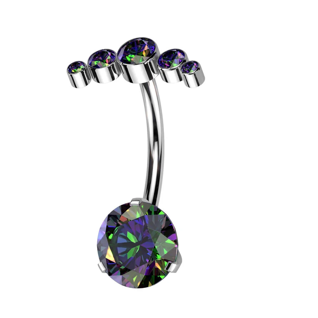 Titan Bauchnabelpiercing Fächer Zirkonia Push-In - Image 6