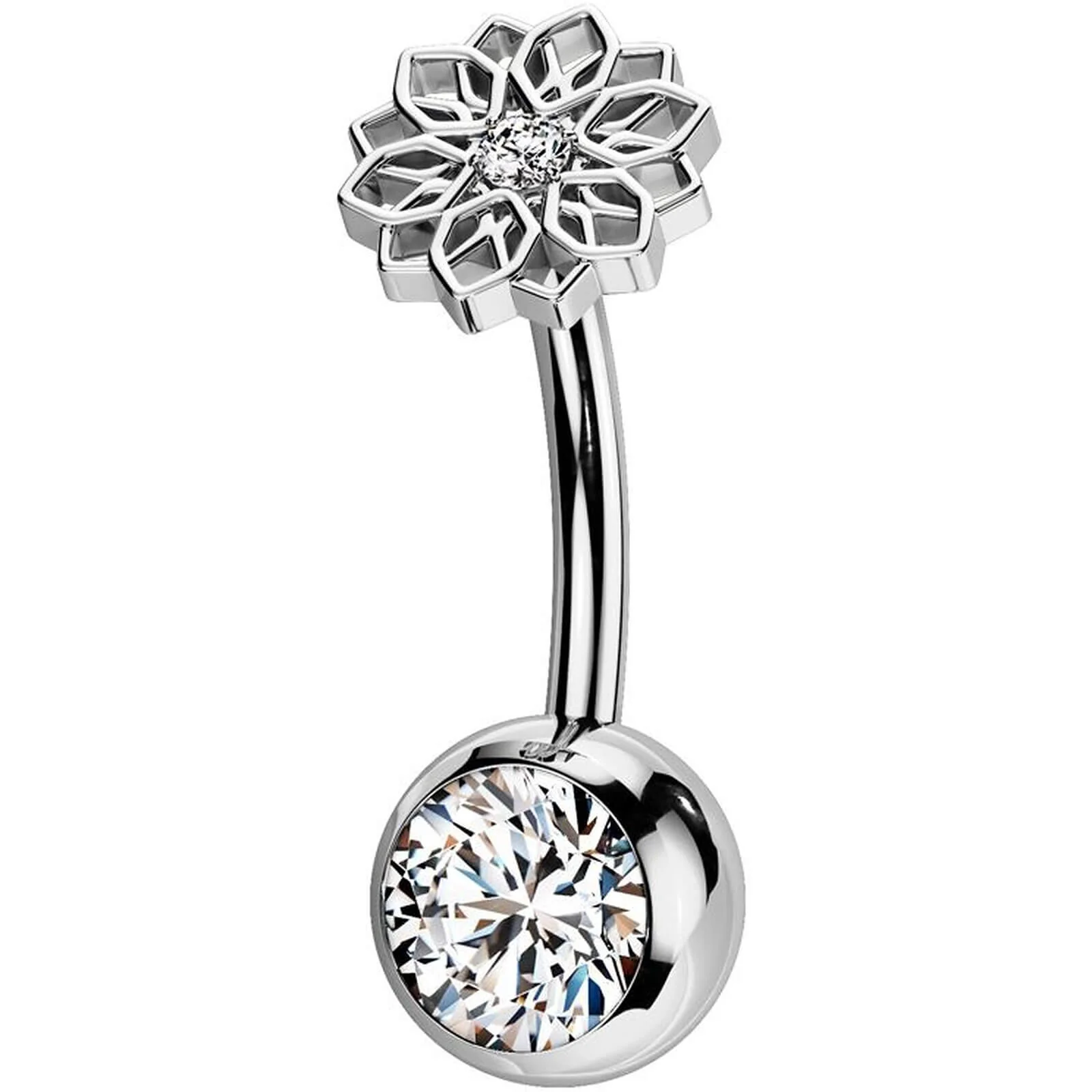 Titan Bauchnabelpiercing Blume Zirkonia Push-In