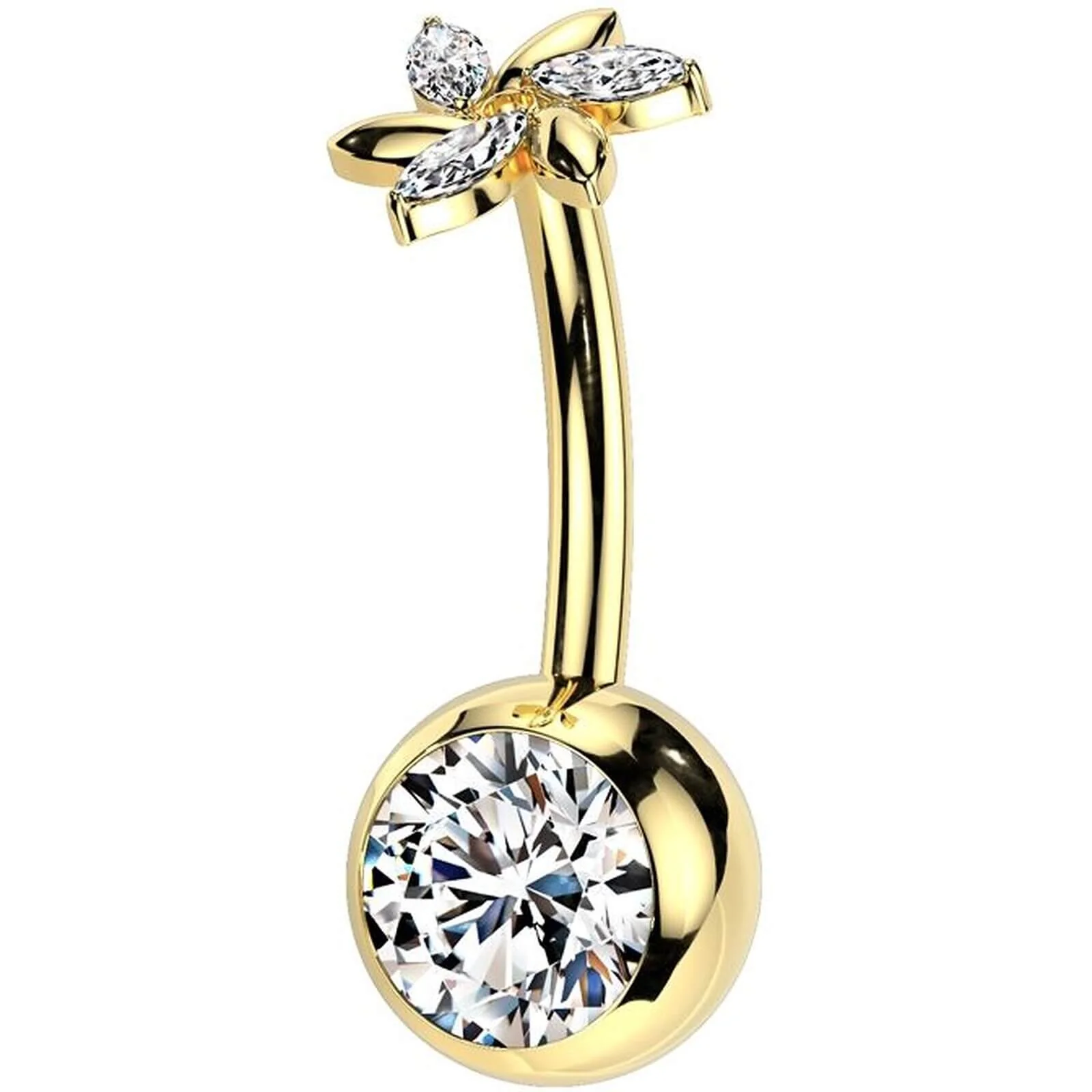 Titan Bauchnabelpiercing Blume Zirkonia Push-In