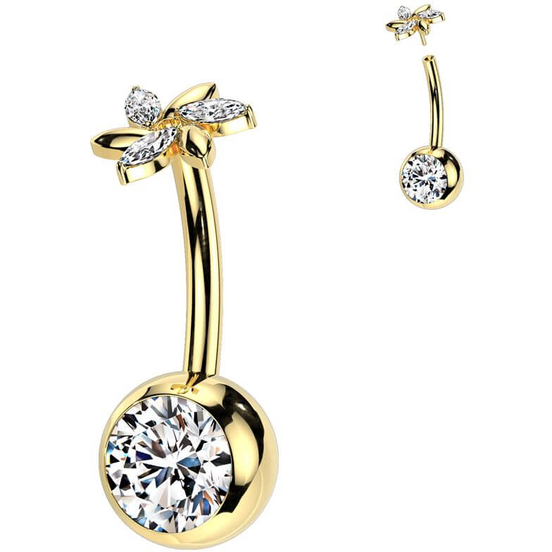 Titan Bauchnabelpiercing Blume Zirkonia Push-In - Image 2