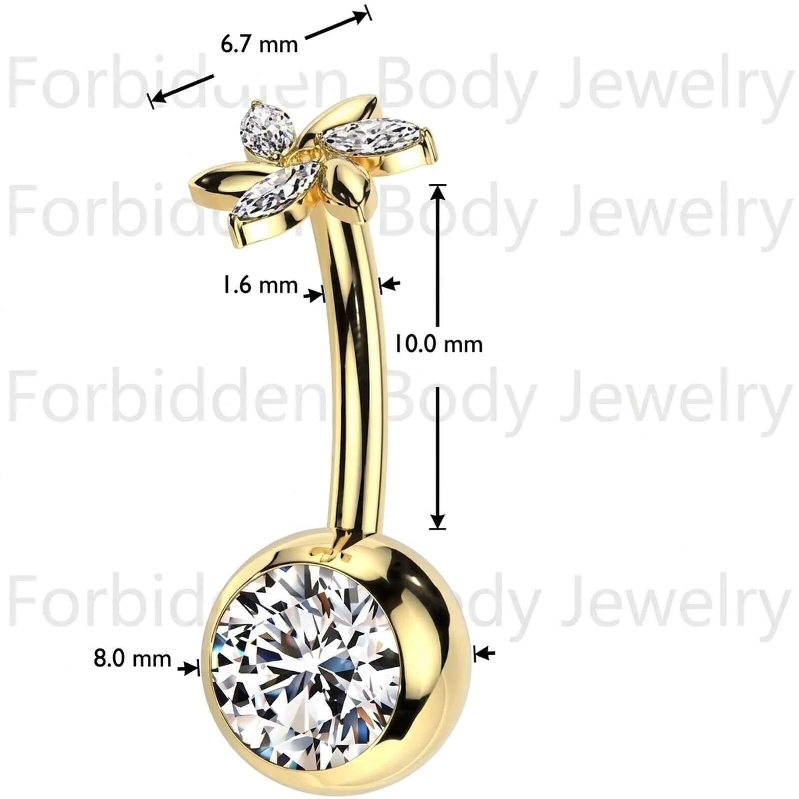 Titan Bauchnabelpiercing Blume Zirkonia Push-In - Image 4