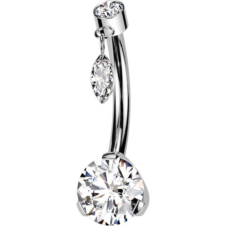 Titan Bauchnabelpiercing Zirkonia Kleiner Anhänger Push-In - Image 3