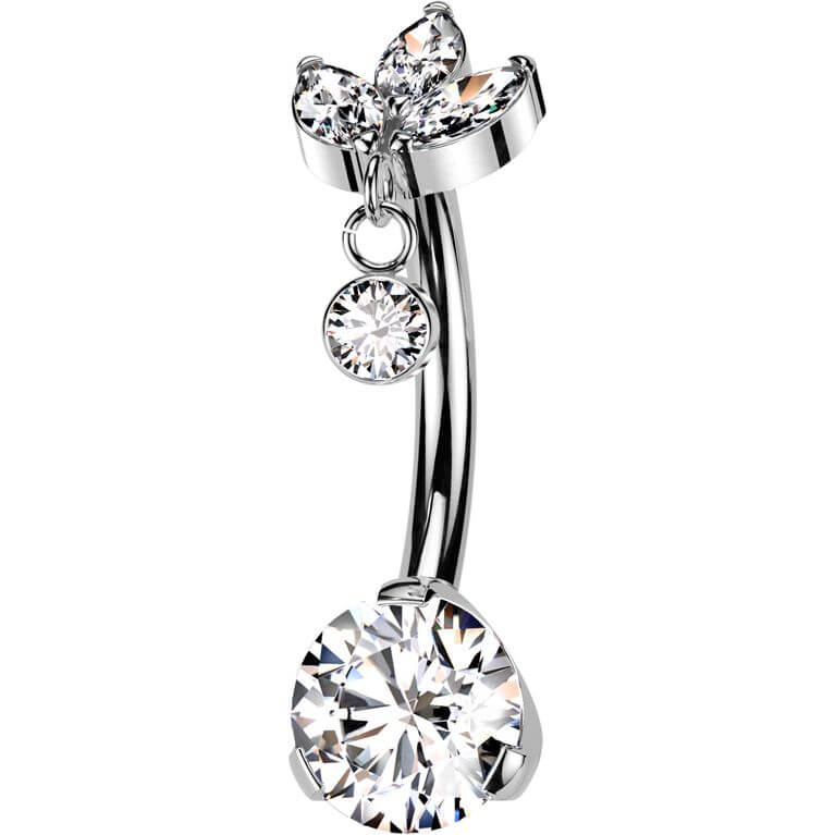 Titan Bauchnabelpiercing Zirkonia Kleiner Anhänger Marquise Schliff Push-In - Image 4