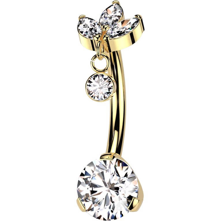 Titan Bauchnabelpiercing Zirkonia Kleiner Anhänger Marquise Schliff Push-In - Image 5