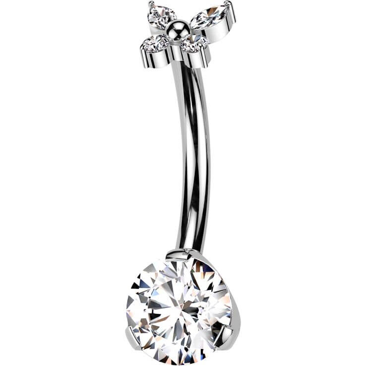 Titan Bauchnabelpiercing Schmetterling Zirkonia Push-In - Image 3