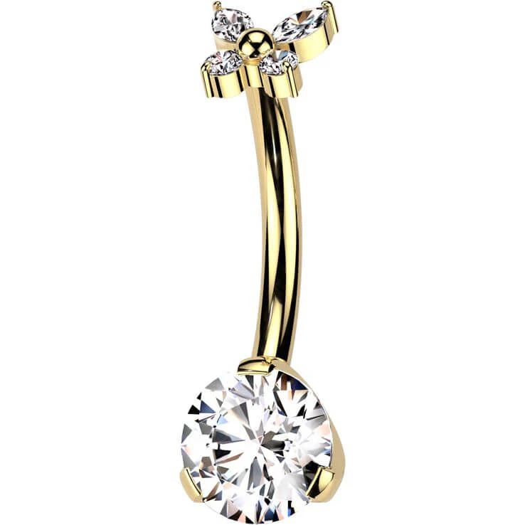 Titan Bauchnabelpiercing Schmetterling Zirkonia Push-In - Image 4