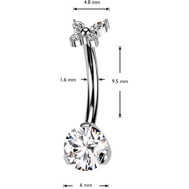 Titan Bauchnabelpiercing Schmetterling Zirkonia Push-In - Image 5