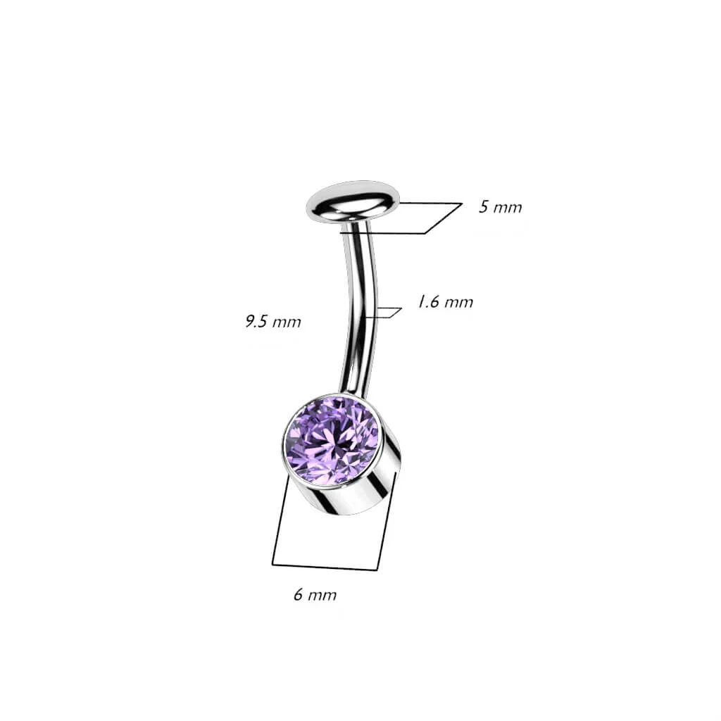 Titan Bauchnabelpiercing Zirkonia Zargenfassung Silber Push-In - Image 10