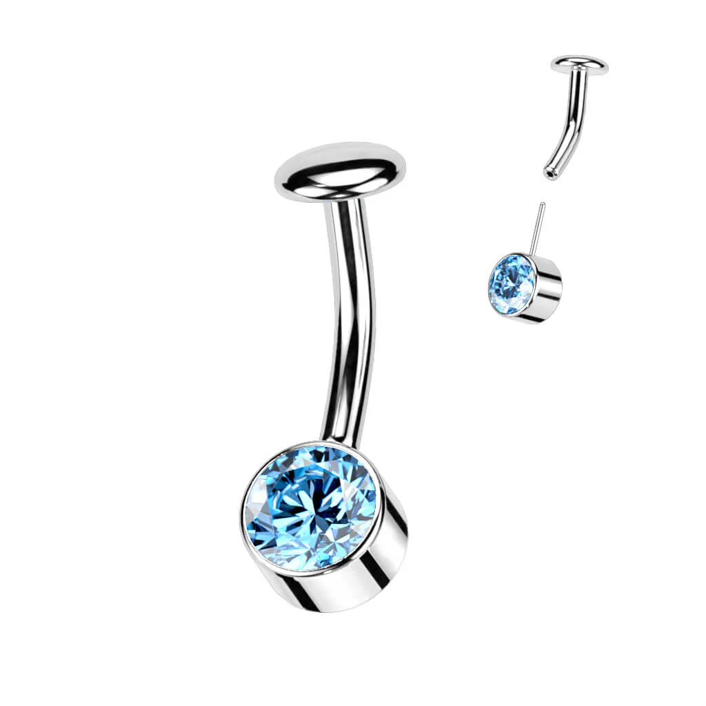 Titan Bauchnabelpiercing Zirkonia Zargenfassung Silber Push-In - Image 7