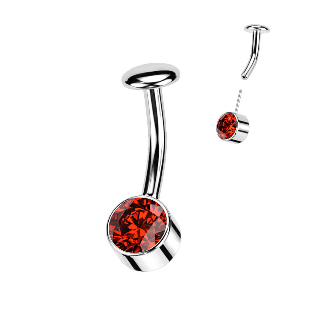 Titan Bauchnabelpiercing Zirkonia Zargenfassung Silber Push-In - Image 8