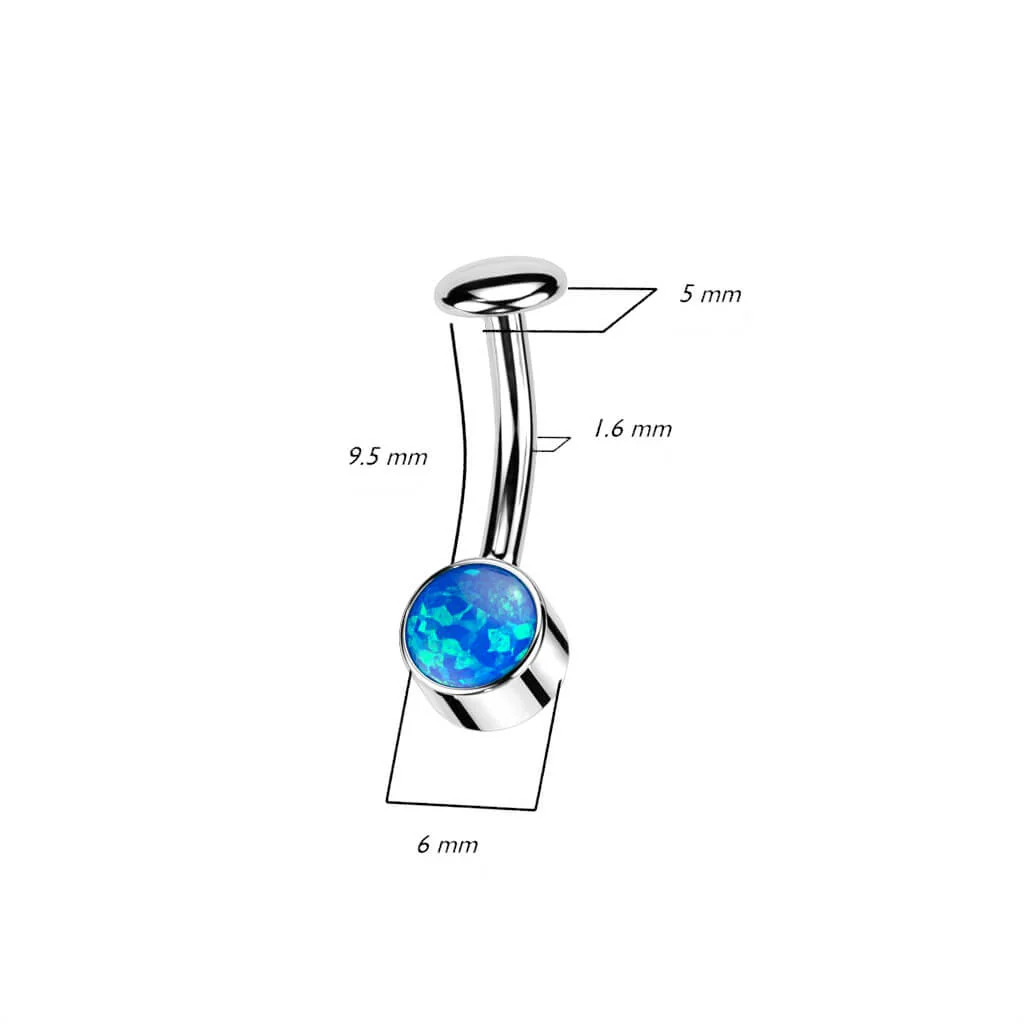 Titan Bauchnabelpiercing Opal Zargenfassung Silber Push-In - Image 7