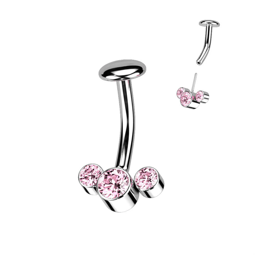 Titan Bauchnabelpiercing 3 Zirkonia Silber Push-In - Image 5