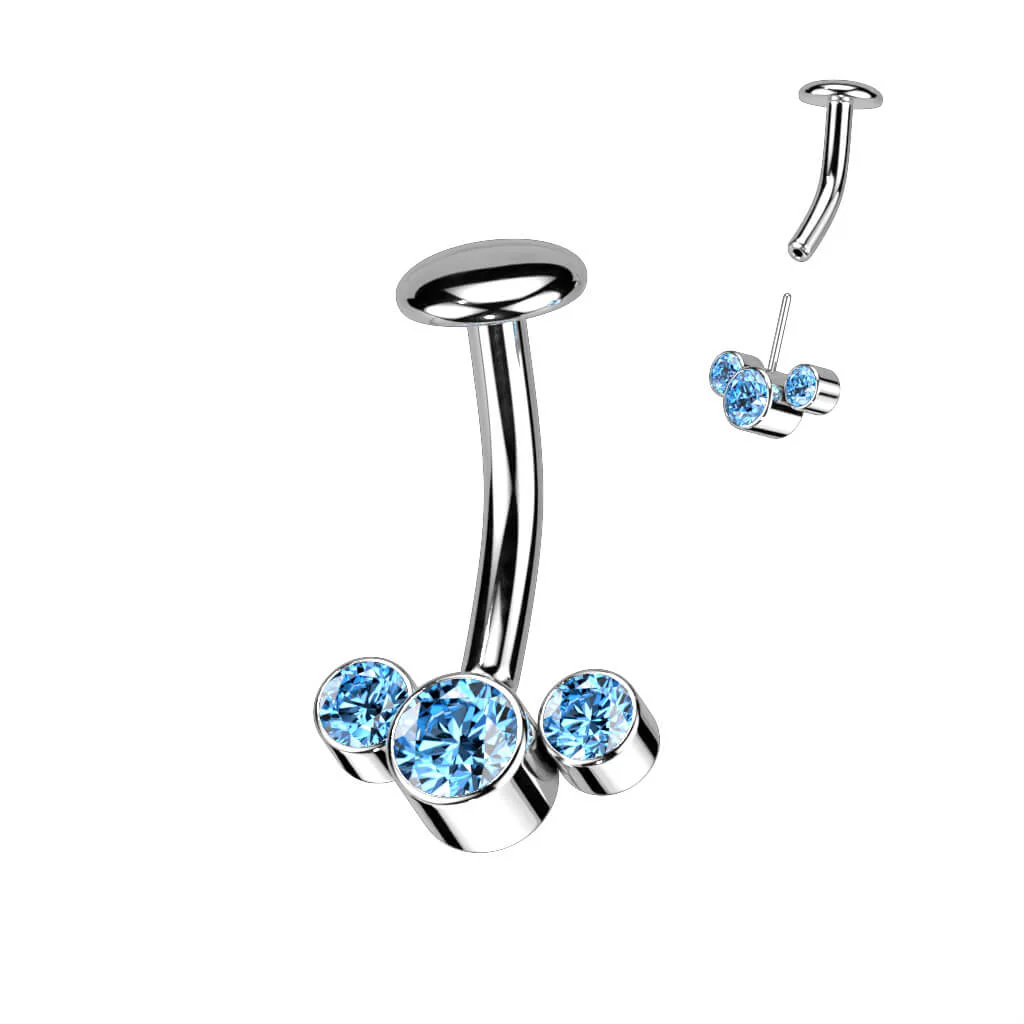 Titan Bauchnabelpiercing 3 Zirkonia Silber Push-In - Image 6