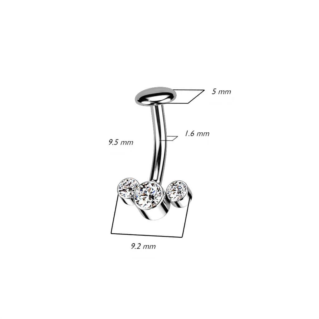 Titan Bauchnabelpiercing 3 Zirkonia Silber Push-In - Image 9
